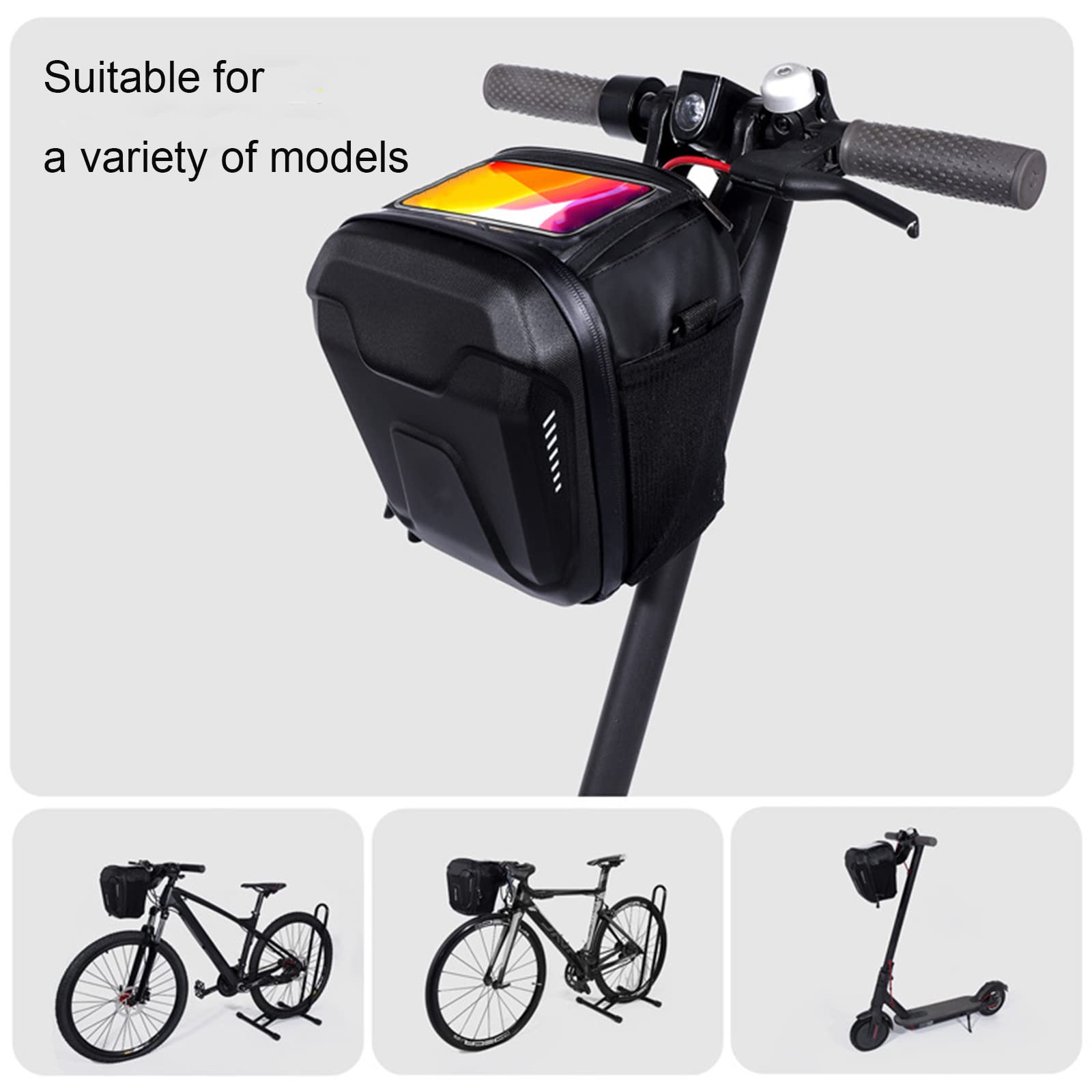 Bolsa para Manillar de Bicicleta, Alforja Dura de la Pantalla táctil de TPU del Bolso de la Cremallera del Manillar de la Bici de Shell de EVA 3L