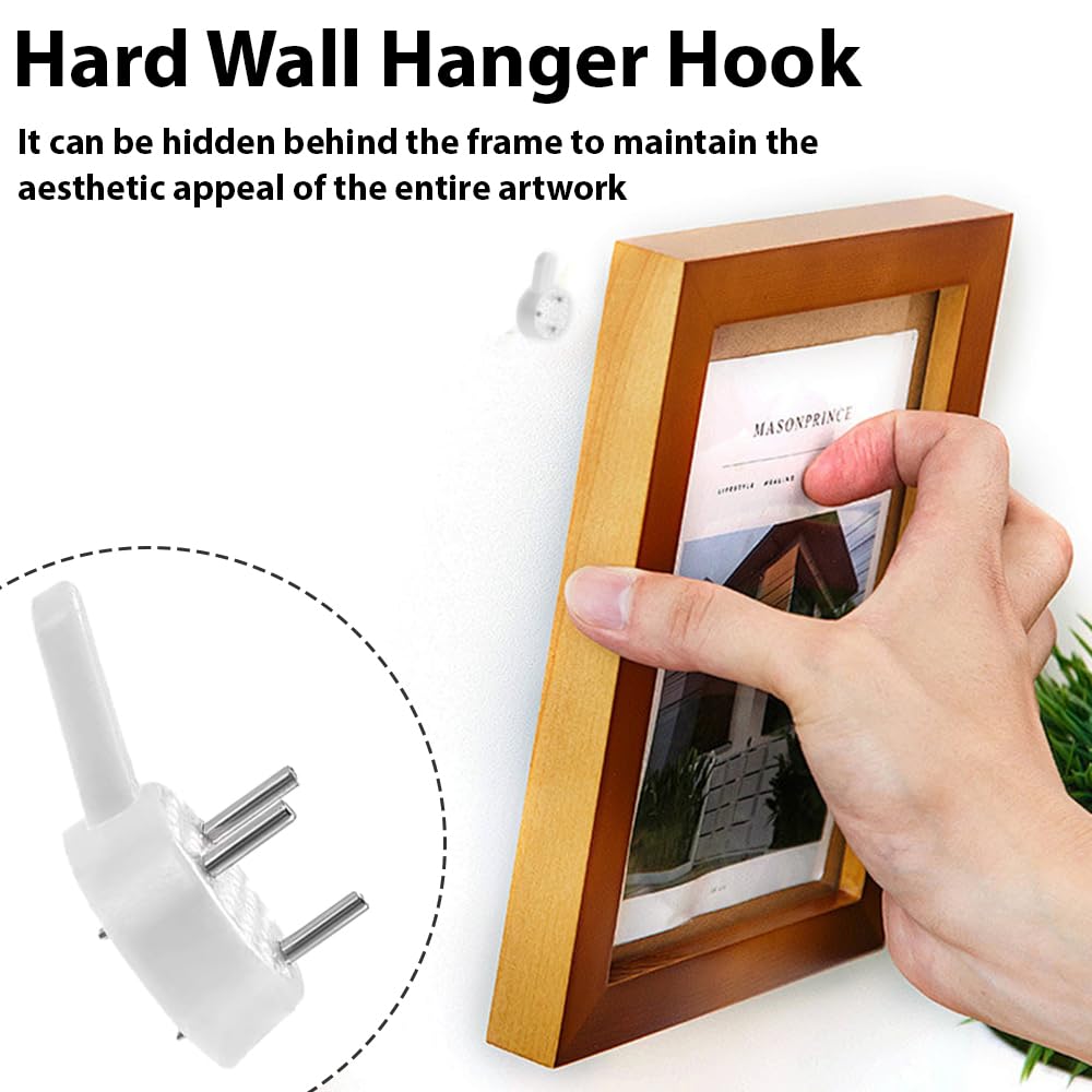 50 Pcs Non-Trace Picture Hooks White Invisibility Hard Wall Hanger Hook Plastic Traceless Picture Hanging Hooks for Plasterboard Hardwalls Hanging Photo Painting - Image 3