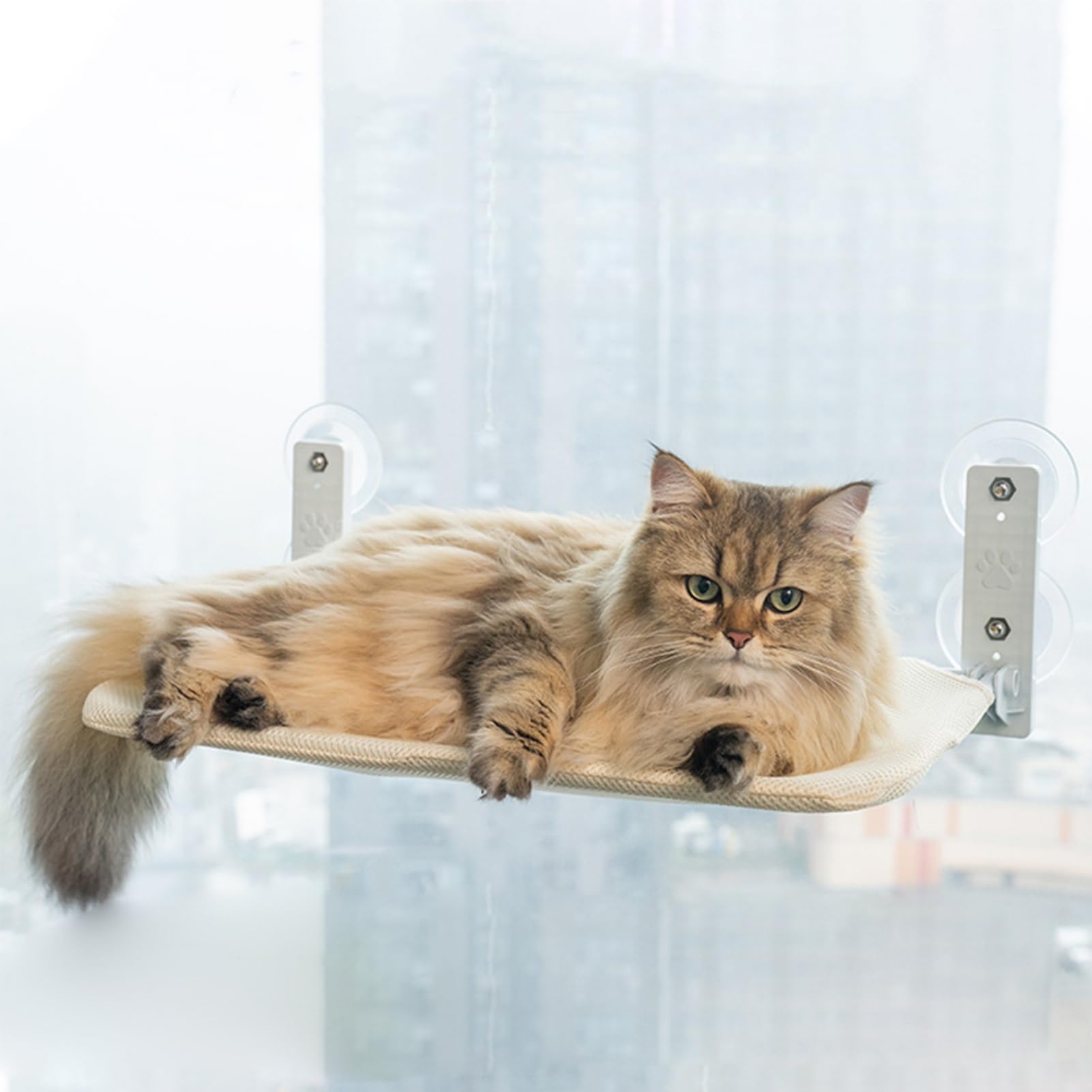 Jiakalamo Hamaca de gato, hamaca de ventana para gatos con ventosas, hamaca de gato, ventana plegable, cama para gatos, estante de ventana, gato, 52 x 30 x 18 cm