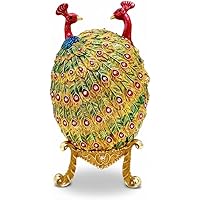 Huevo de pavo real ruso estilo fabergé imperial, decoración de