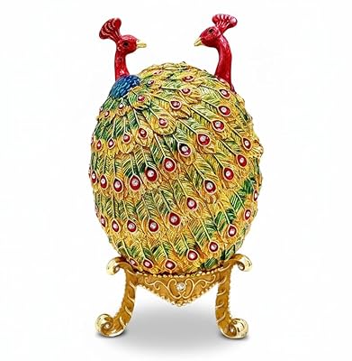Huevo de pavo real ruso estilo fabergé imperial, decoración de oro de 24 quilates, cristal austriaco, hecho a mano, artículos de coleccionista, regalos de Navidad, regalo de amor para su aniversario | Ya disponible en tu tienda friki favorita! En mundofriki.es!