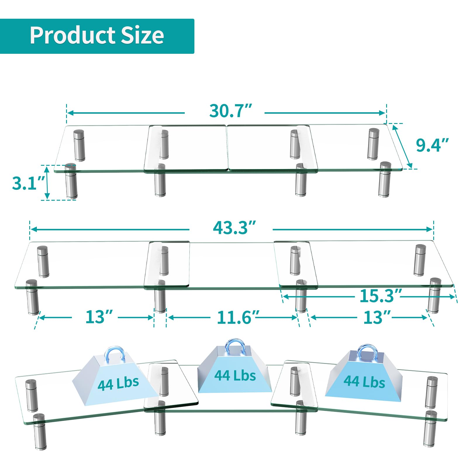 Glass Stand Riser Snapklik.com : Dual Glass Monitor Stand Riser, 3-Shelf Tempered Glass ...