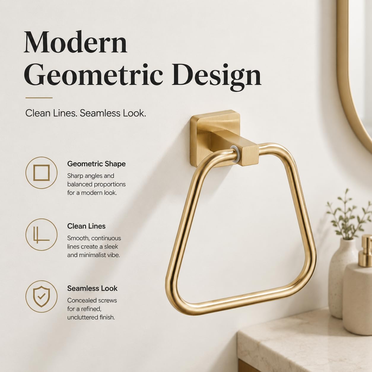Handtuchring aus gebürstetem Gold, für Badezimmer, Küche, Badetuchhalter, Wandhalterung, robuster Edelstahl