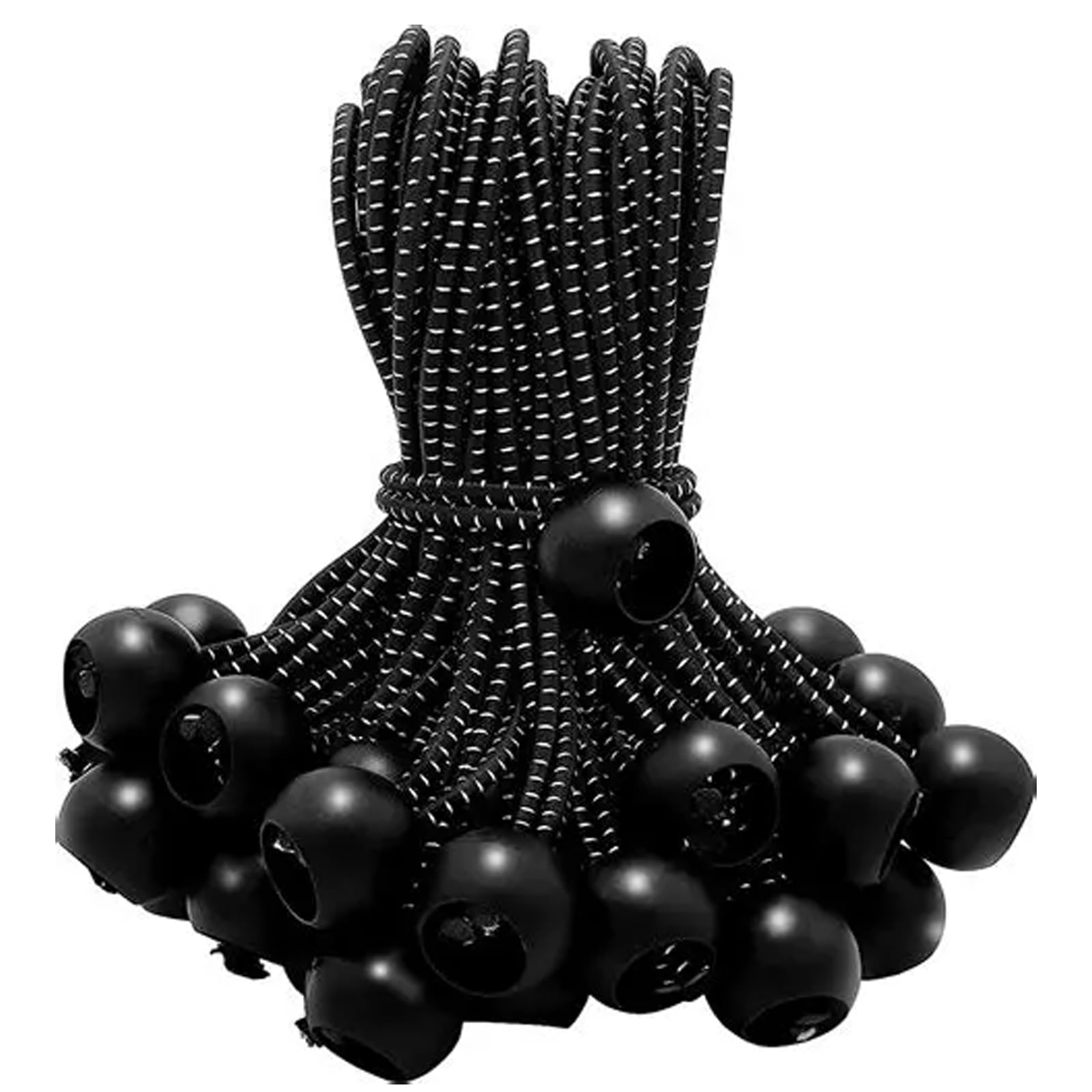 Anhoer 30Pcs Bungee Cord with Balls 4 Inch Flag Bungees Ties Heavy Duty Bungee Strap Ties Ball Tarp Banner Marquee Canopy Elastic Tie Down Straps for Tarpaulin Tent Camping Pavilions Flag Marquee