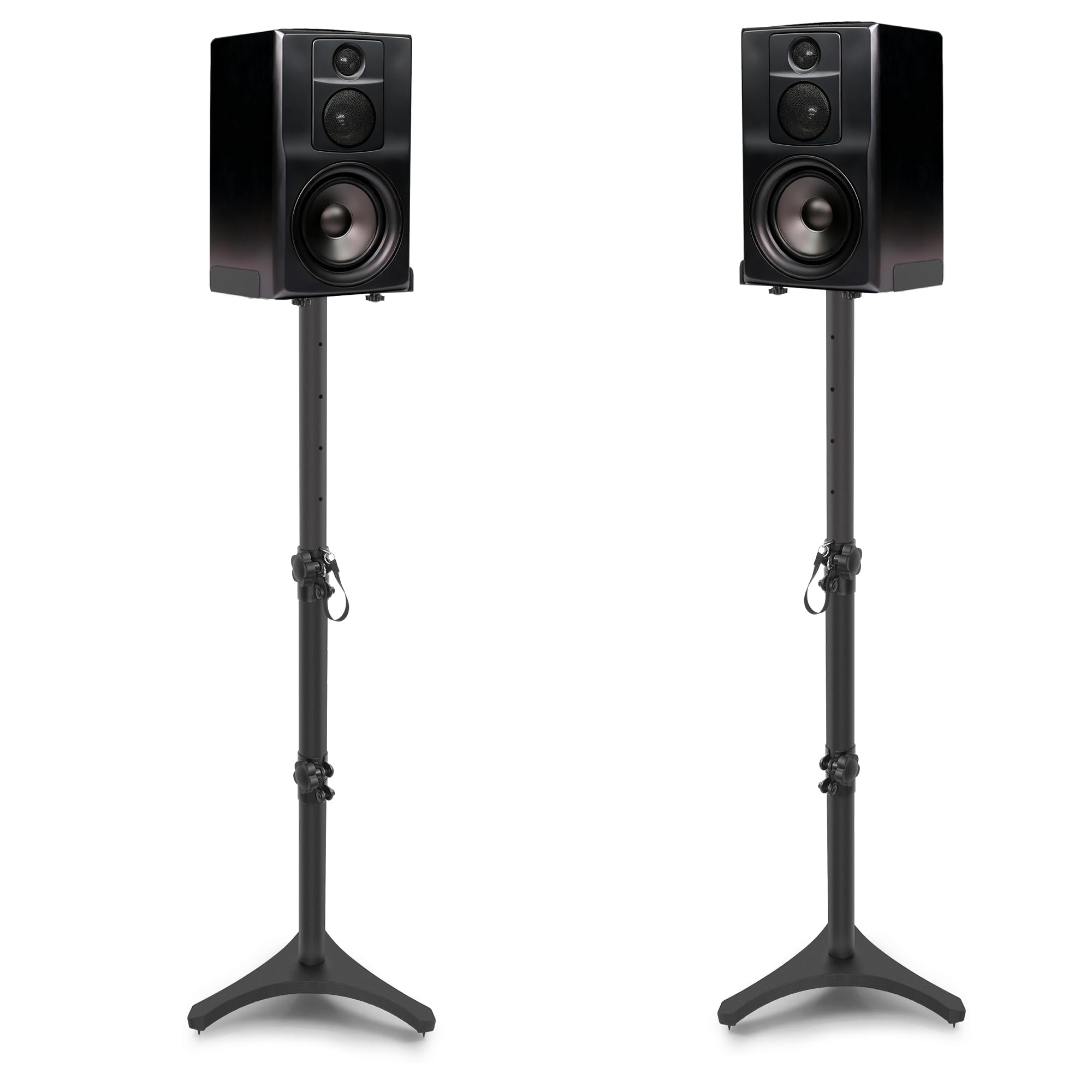 Set di 2 Supporti per Altoparlanti Regolabili in Altezza da 78 a 104CM, Fino a 5KG, Supporto per Altoparlanti con Base Triangolare, Supporti Universali per Altoparlanti per Home Cinema (3 Sezioni)