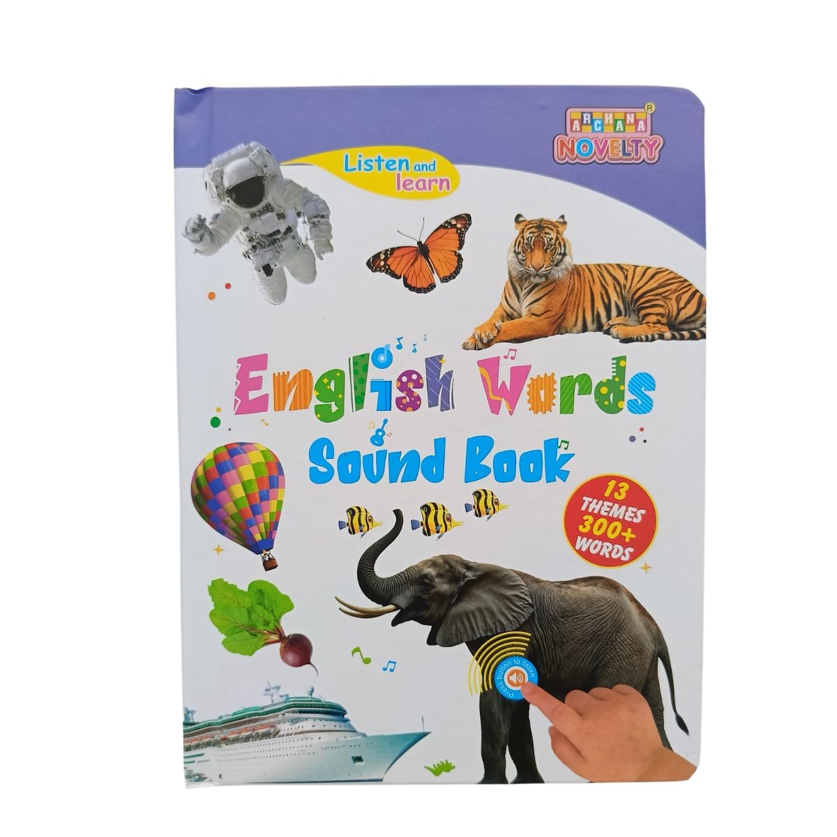 English Words Sound Book for Kids with 300+ Vocabulary | Interactive Audio Learning Book | 13 Themes ABC Animals Numbers Fruits Vehicles | Nursery Rhymes & Piano | Educational Toy 3+ Years