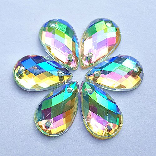 300Pcs 0.31X0.51″ Drop Shape Crystal Yellow Clear Acrylic Sew On Rhinestones Flatback Sewing Stones For Clothes Dress Crafts Garments Accessories (Ab) #TOP1