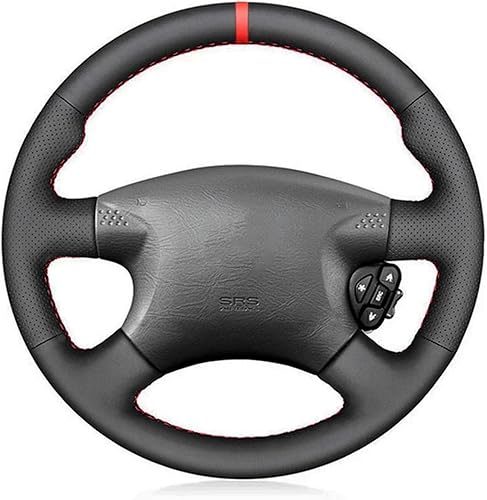 Hand-Sewn Leather Car Steering Wheel Cover,Fit for Nissan Almera (N16) 2000-2003 X-Trail (T30) 2001-2003 Terrano 2 2001-2002