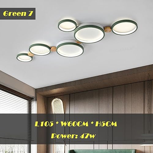 Miniatura 4 de Liudefa Lámpara de techo LED de 7 luces, 42 pulgadas, moderna lámpara de techo empotrada de madera de 47 W regulable para sala de estar, dormitorio,