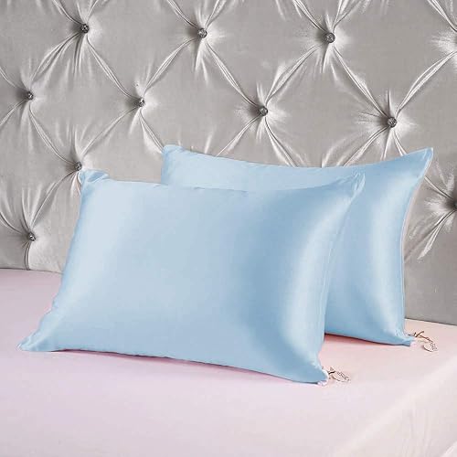 Miniatura 5 de Gilbin Juego de 4 fundas de almohada de satén para cabello y piel, con cierre de sobre, con cremallera oculta, funda de almohada de satén Queen