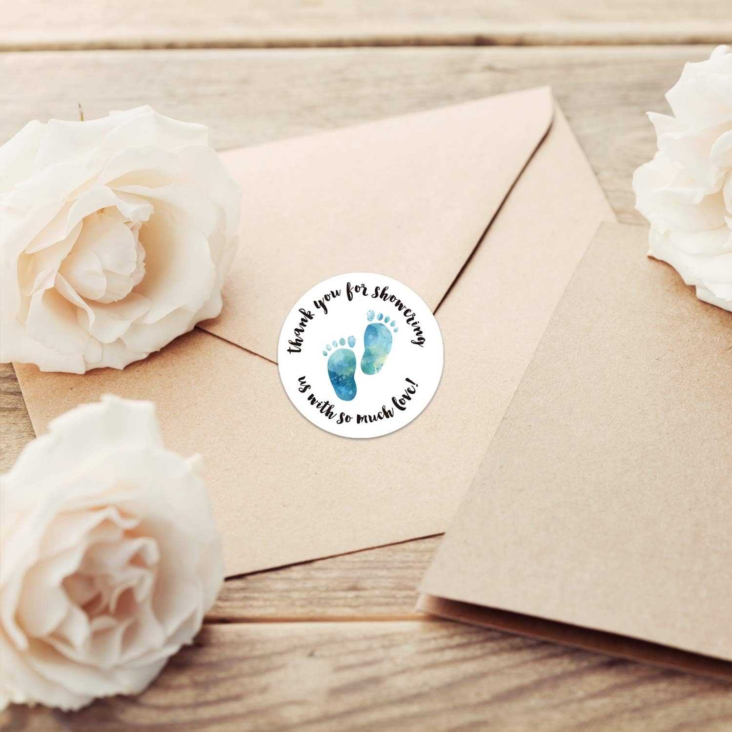 Baby Shower Stickers, Thank You for Showering Us with So Much Love - Pink Foot Stickers, Total 500 Labels Per Roll. - Image 5