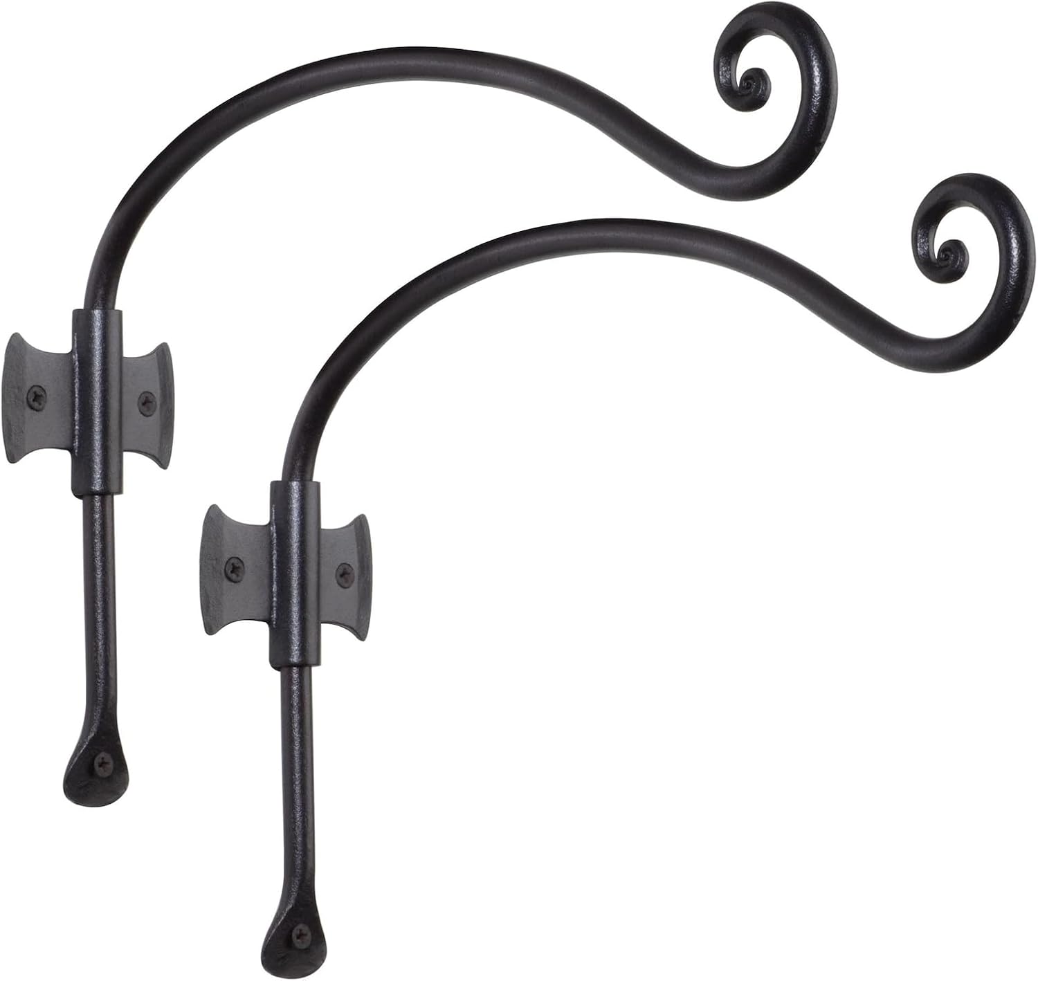 Hanging Plant Hanger Outdoor, Set of 2 Bird Feeder Wall Hooks, Black Metal Plant Bracket Hook for Hanging Flower Baskets - 12 inch