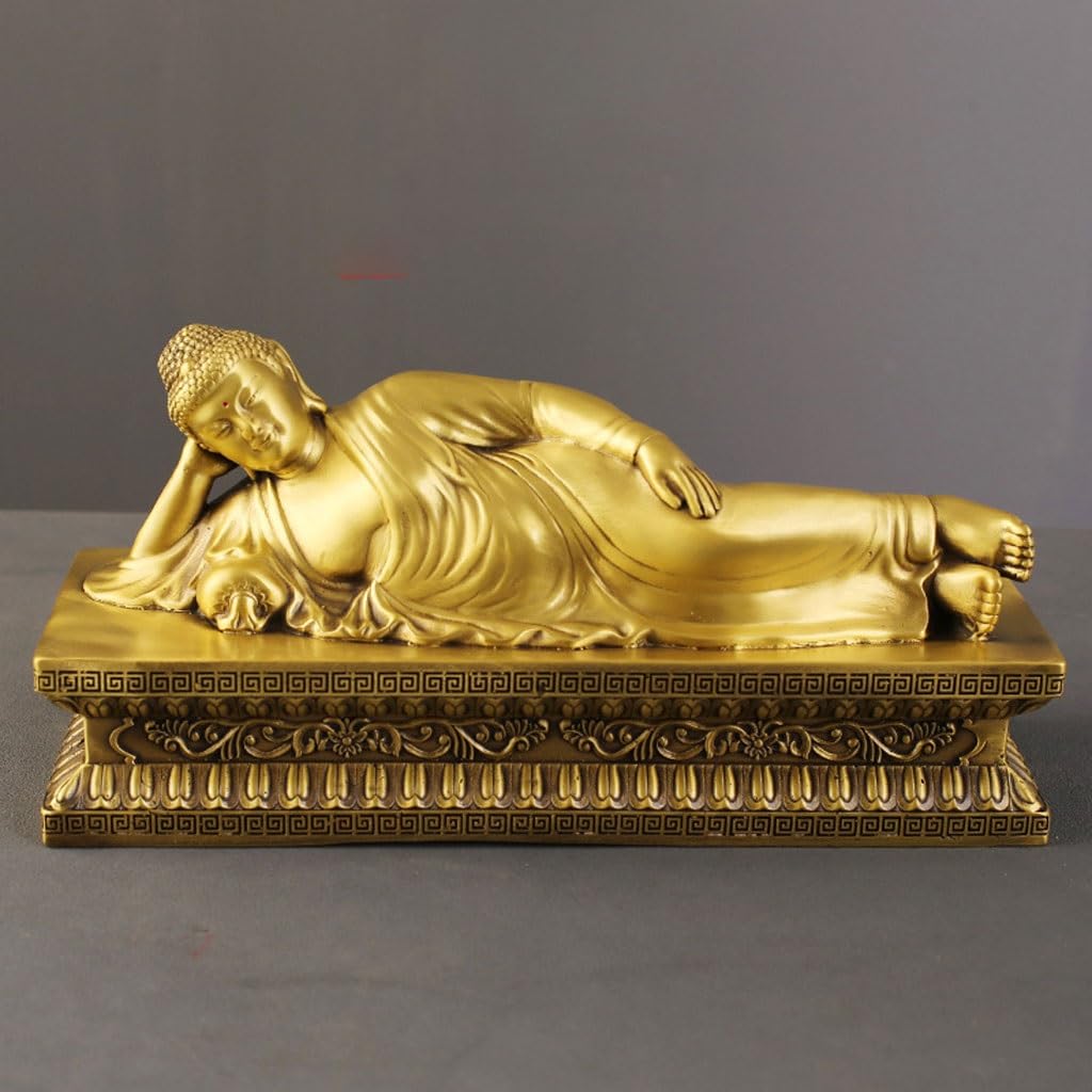 Posąg Buddy do wnętrz Dom Salon Mosiężny Śpiący Budda Ozdoby Zen Medytacja Kult Dekoracje Biuro Rzemiosło medytacyjne Statuetka Buddy Rzeźba