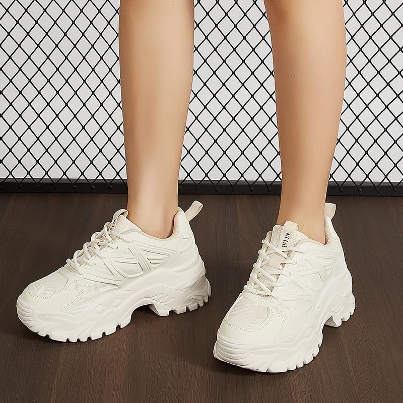 Niluber Chunky Sneakers for Women Platform Sneakers for Women Comfortable Casual Tennis Shoes Lace Up Fashion Walking Shoes - Image 7