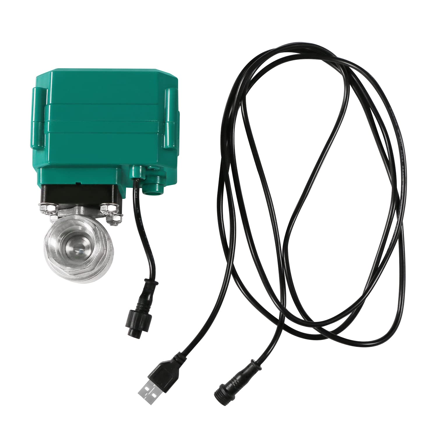 U.S. Solid Valvola a sfera motorizzata Smart WiFi intelligente 3/4" – Acciaio inox, controllo remoto via app e interruttore manuale, 5 V DC USB, filettatura G