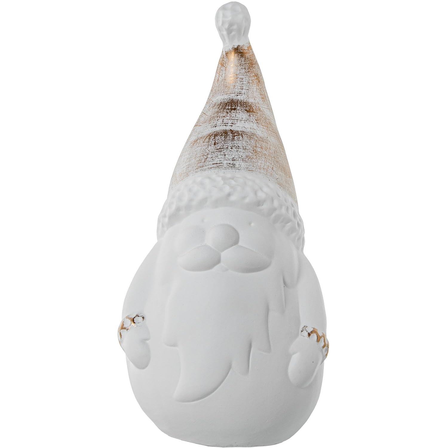 Figura Papa Noel de Ceramica en Blanco y Dorado 18x18x40 cm