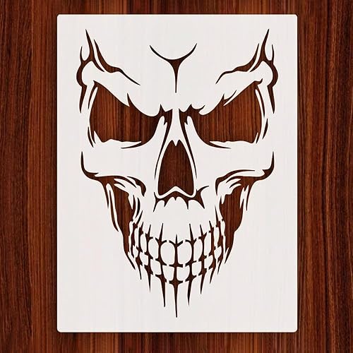 Miniatura 1 de Plantilla de hoja de plástico transparente con diseño de calavera aterradora, reutilizable, corte personalizado, suministros de bricolaje para