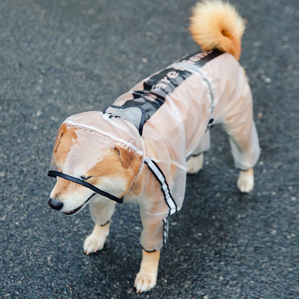 HAZARA Mode Chien Mackintosh Quatre Pattes imperméable Tout Compris vêtements pour Animaux de Compagnie Petit et Moyen Grand Chien Transparent réfléchissant-White||4XL