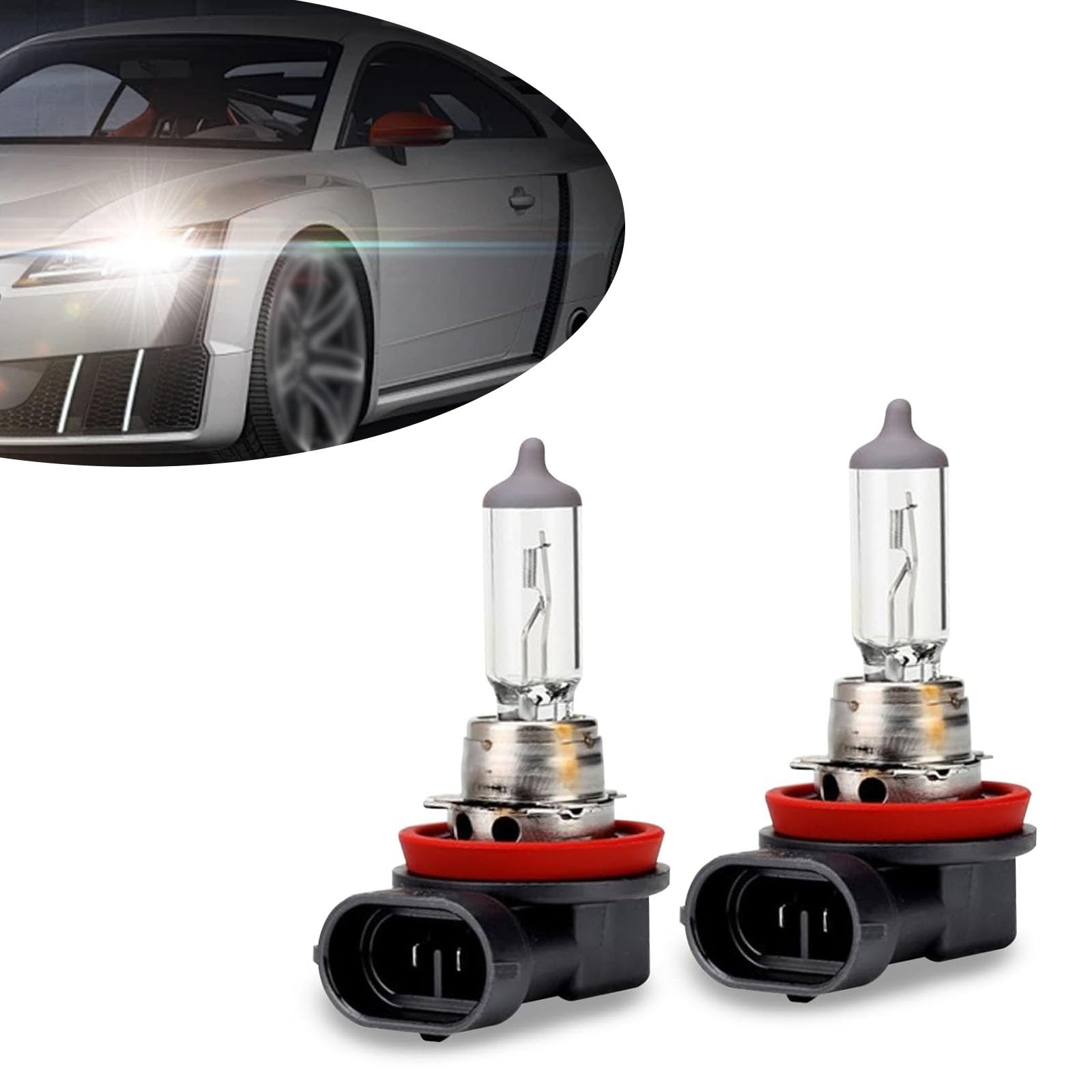 Pack-2 Car H11 Halogen Bulbs 55W 12V Quartz Lamp Super Bright Beam Low High Beam Fog Light Replacement