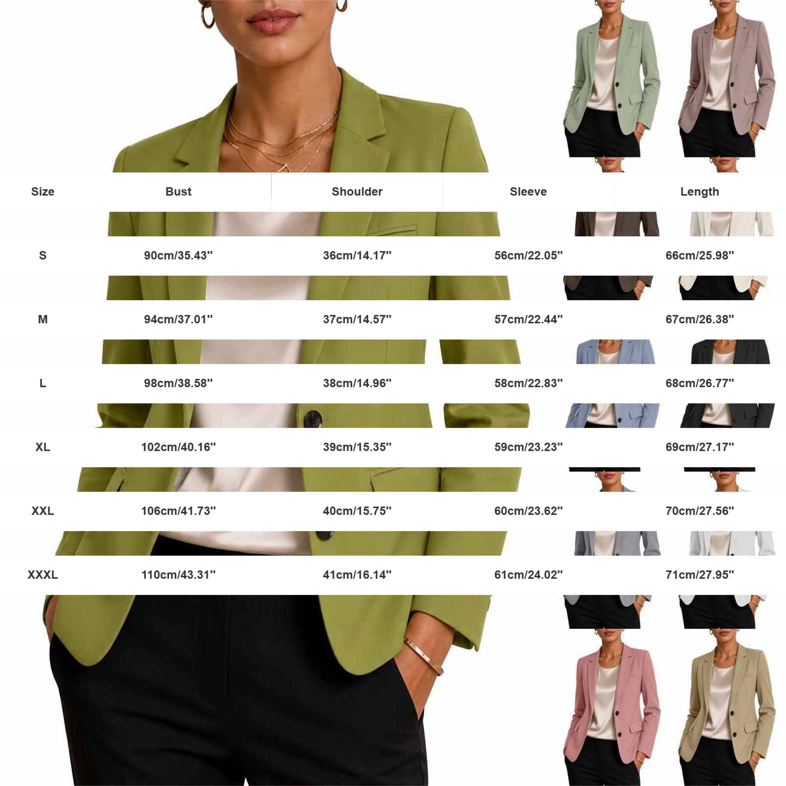 Generisch Chaqueta blazer para mujer con cuello de solapa de manga larga