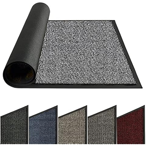 FB FunkyBuys Barrier Mat Large Door Mat Rubber Backed Medium Runner Barrier Mats Rug PVC Edged Heavy Duty (Grey, 50x80) Cover