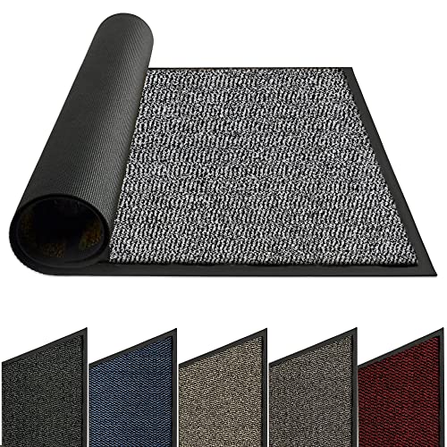 FunkyBuys® Grand Tapis de Porte Gris/Noir avec Envers en Caoutchouc et Bordure en PVC, Polypropylène, Gris, 60x80 Cover