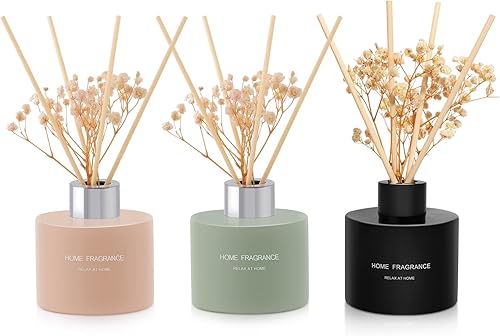 Miniatura 8 de L'odeur Vill Difusor de varillas de 3 piezas, 4.06 onzas (4.1 fl oz) de lino/vainilla/lirio de jazmín, difusor perfumado de aromaterapia con 12