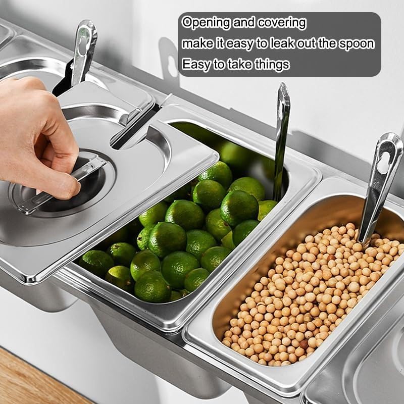 Stazione per pizza da parete, contenitore per alimenti in acciaio inox con coperchio, organizer per salse e condimenti, per dispensa da cucina all'aperto