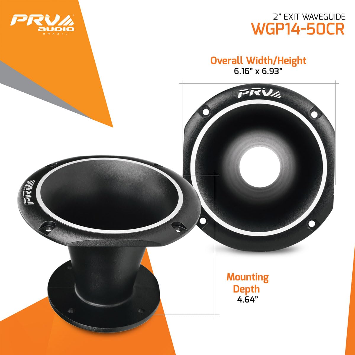 PRV AUDIO WG14-50CR 2? Exit Waveguide – Die Cast Aluminum Wave Guide – 45° x 45° Bolt-on (Single)