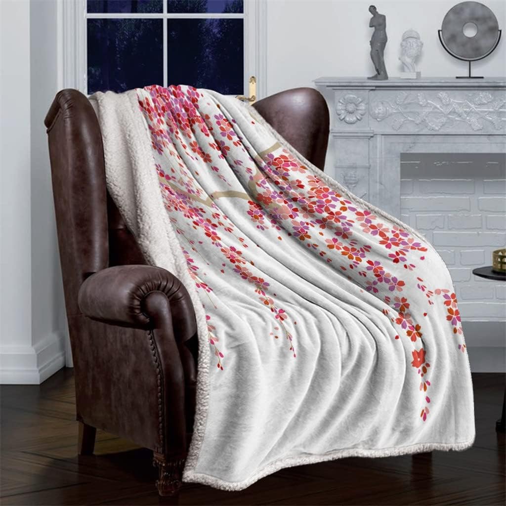 Leaves Branch Plant Sherpa Blanket Velvet Flannel Bedspreads Office Nap Throw Sofa Cover Bedding