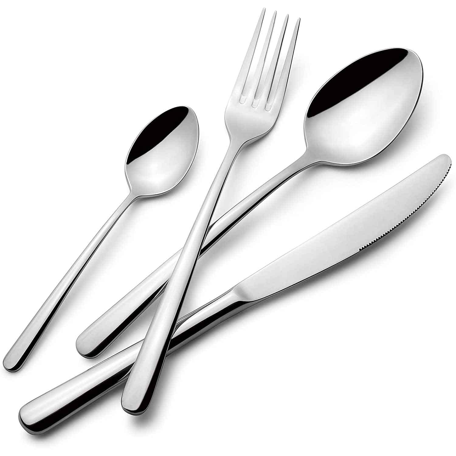 Lagostina Ambra, Set Posate per 6 Persone con 6 Forchette Tavola, 6 Coltelli Bistecca, 6 Cucchiai Tavola, 6 Cucchiaini Caffè, Set Posate in Acciaio Inox 18/10 con Finitura Lucida a Specchio