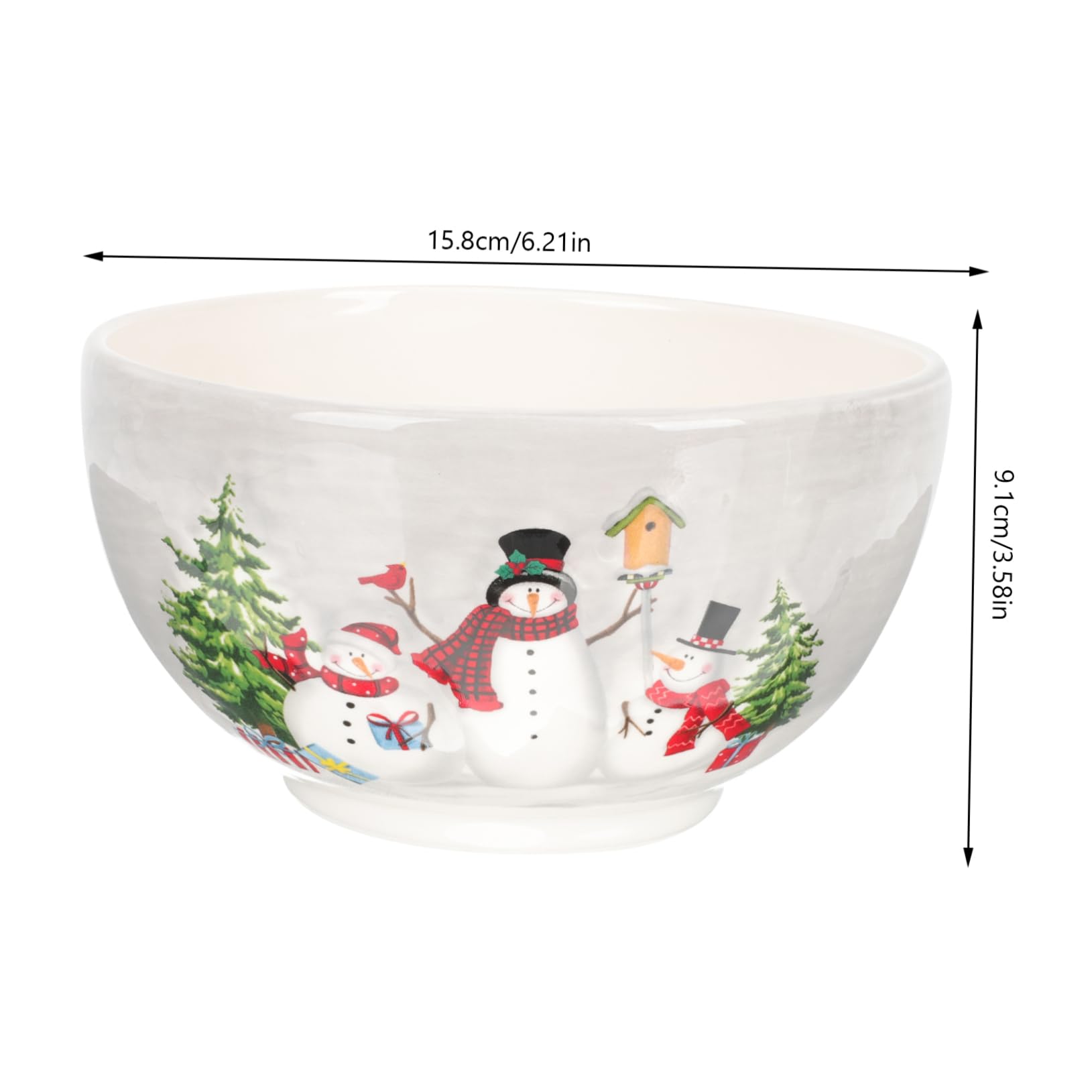 Cabilock 2 Pièces bol à riz en céramique bols de cuisine bol à collation bol de service des fêtes bol à dessert fruit assiette creuse bol de riz style noël bol de nourriture en céramique