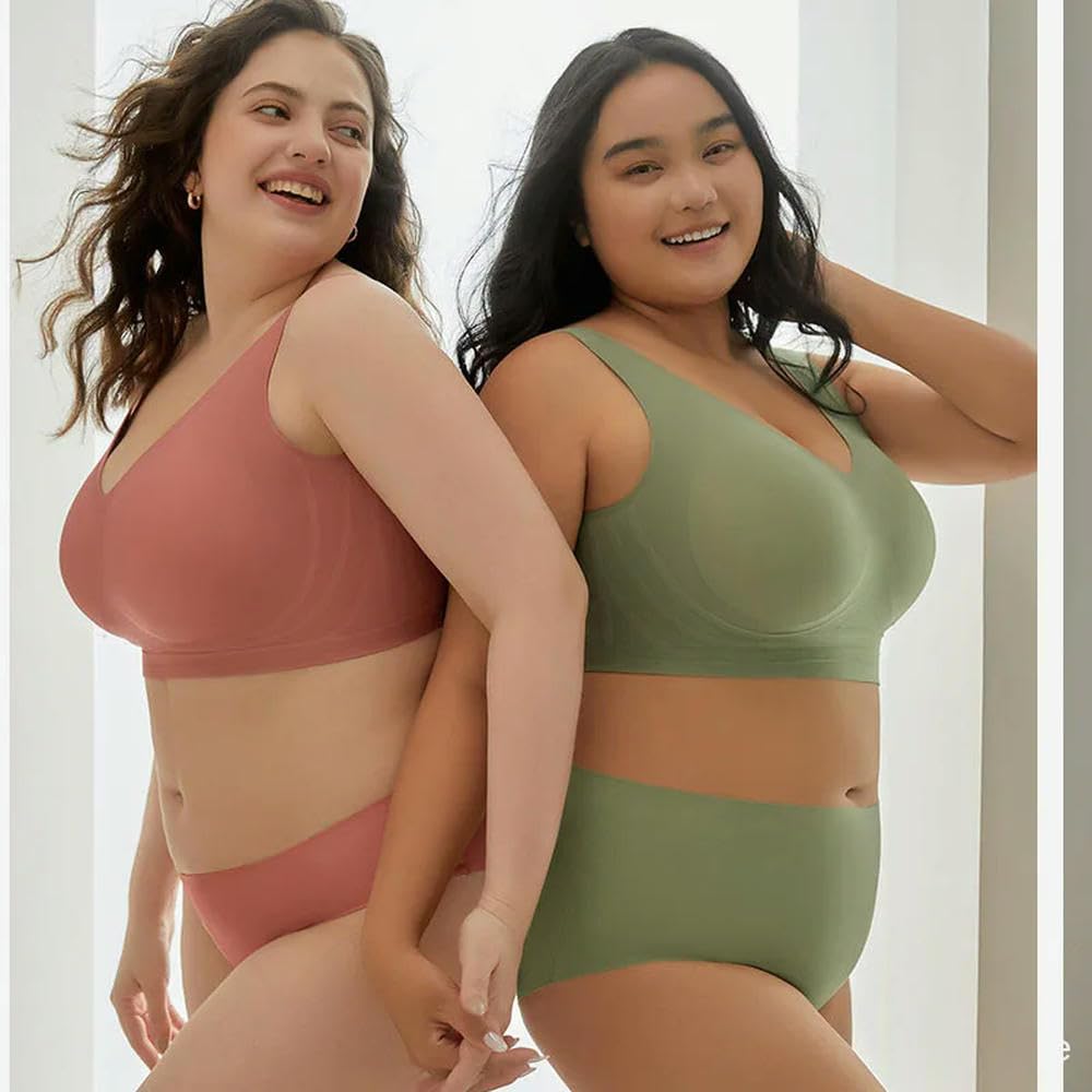 SYJYM M-5XL Conjuntos de Sujetadores de Talla Grande para Mujer Bragas regordetas para niñas Sujetadores de Gran tamaño sin Aros y antiflacidez para Mujeres con Pecho Grande