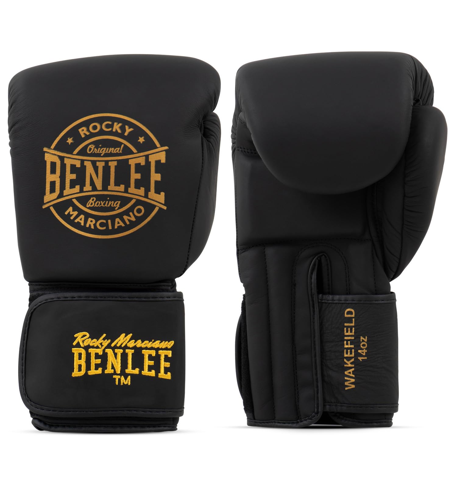 Benlee r?kawice bokserskie ze skóry Wakefield, kolor: czarny/z?oty, rozmiar: 14 oz