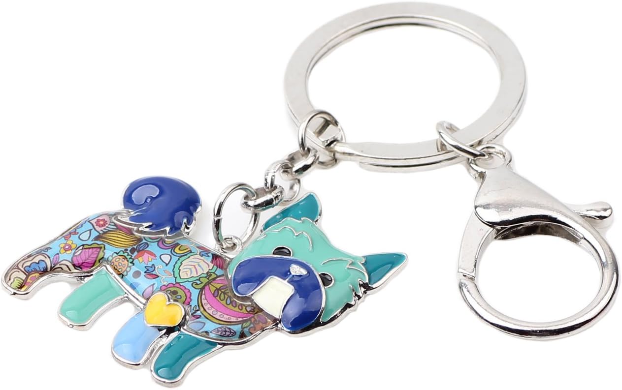 BONSNY Enamel Alloy Yorkie Yorkshire Dog Key Chains For Women Car Purse Handbag Charms Jewelry - Image 2