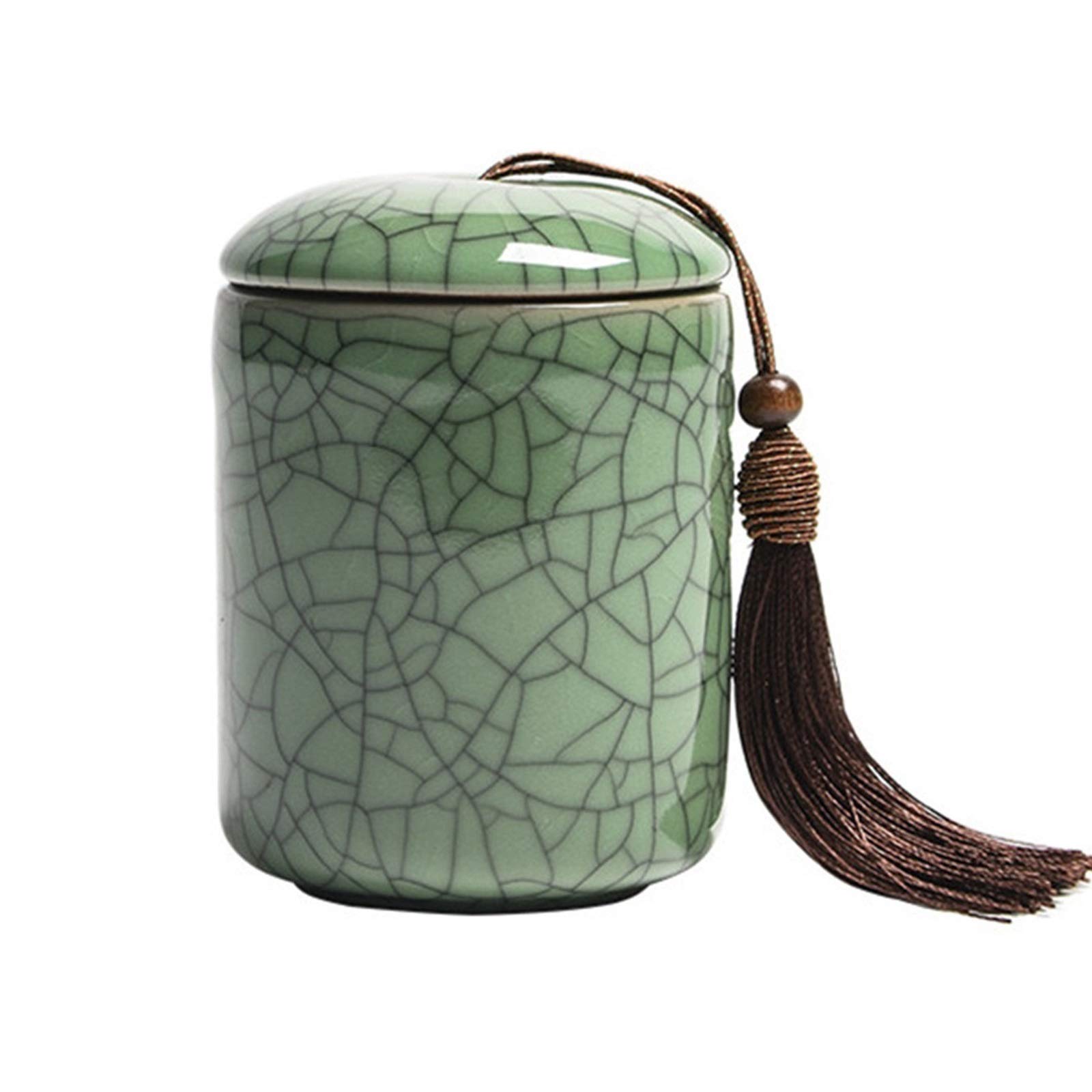 FZYOZZDPASL Ceramic Tea Canister Celadon Tea Caddy Small Ceramic Creative for Coffee, Spices(Green)