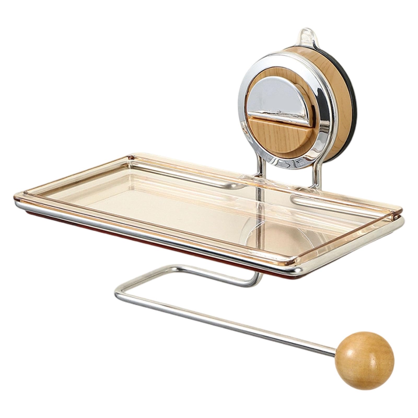 NVOQILIN Modern Adhesive Bathroom Shelf Stainless Steel & Suction Cup Wall Space-Saving Toiletries Holder Wall Mounted Rack