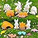 Kai Dream 39 Pcs Fairy Garden Kit - Rabbits and Carrots House,Bunnies Themed Mini Resin Figurines Indoor or Outdoor Decoration,Plant House or Patio Micro Landscapes Décor