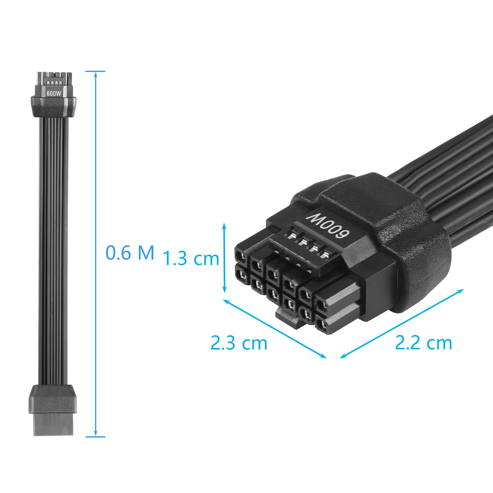 CERRXIAN 2.3FT ATX3.0 12VHPWR Power Cable, PCI-e 5.0 12VHPWR ATX3.0