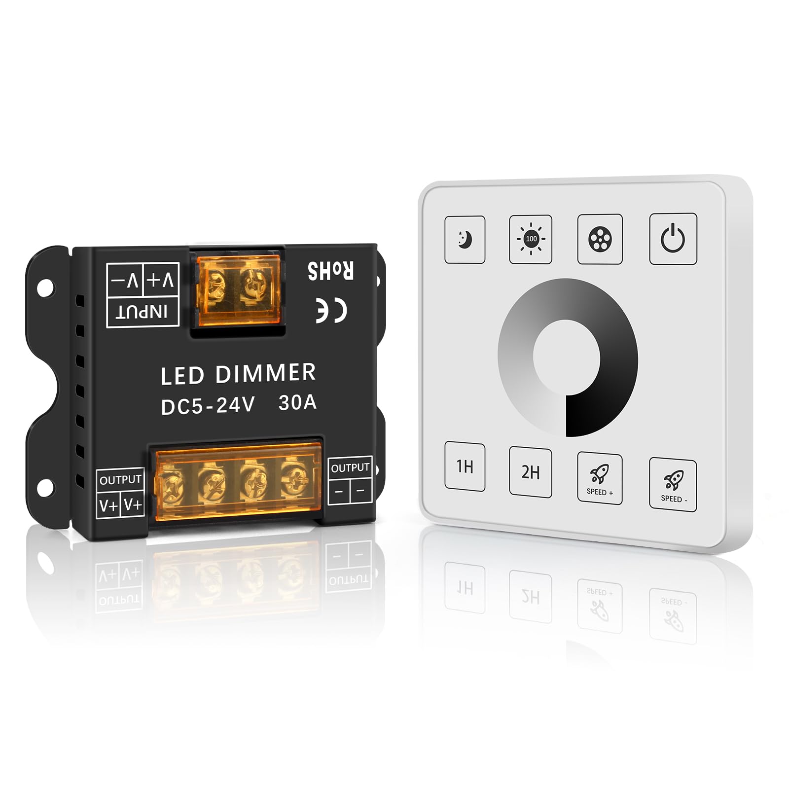 Taoellen RF Wireless Remote LED Dimmer, Single Color Controller, 5V-24V 30A โ image 1