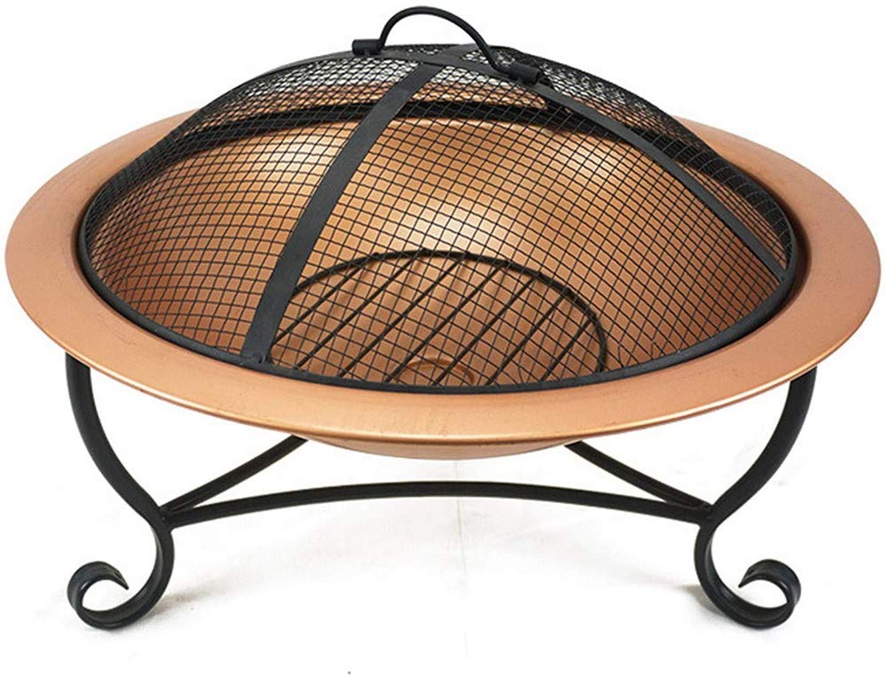 ZCYY Outdoor fire pit, Portable Fire Pit 20.6 inch, Round Fire Pits Outdoor Wood Burning, BBQ Grill Fire Pit Bowl with Spark Screen Cover, for Patio Backyard Garden Camping Picnic Bonfi