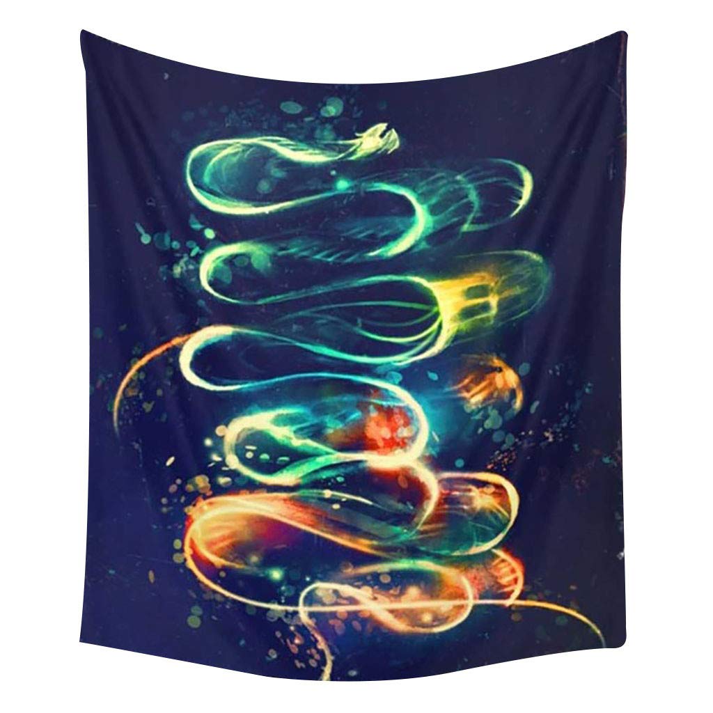 Molyveva Gold Ombre Tapestry Wave Tapestry with Volcano Red Sun Tapestries Japanese Tapestry Wall Hanging for Room