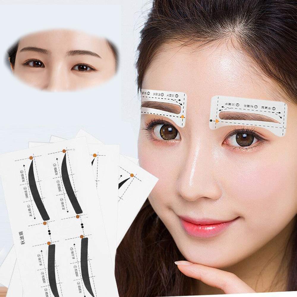 Eyebrow Stencil 12 eyebrow shapes 48 Pairs Reusable Eyebrow Ruler Sticker & Eyebrow Template for