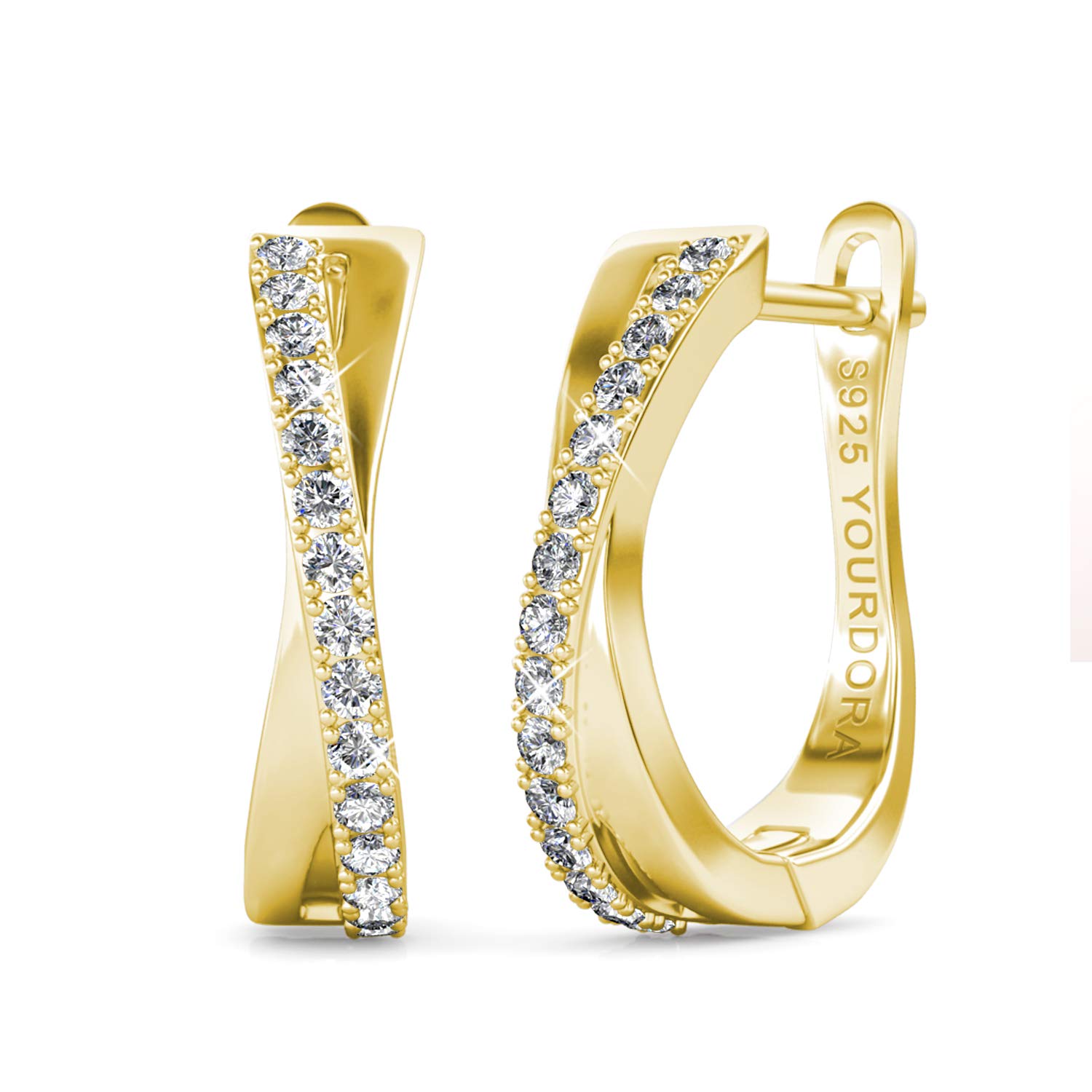 YOURDORA Donna Orecchini a Cerchio Originali in Argento 925 Zirconi Anello Contorto Idea Regalo Gioielli