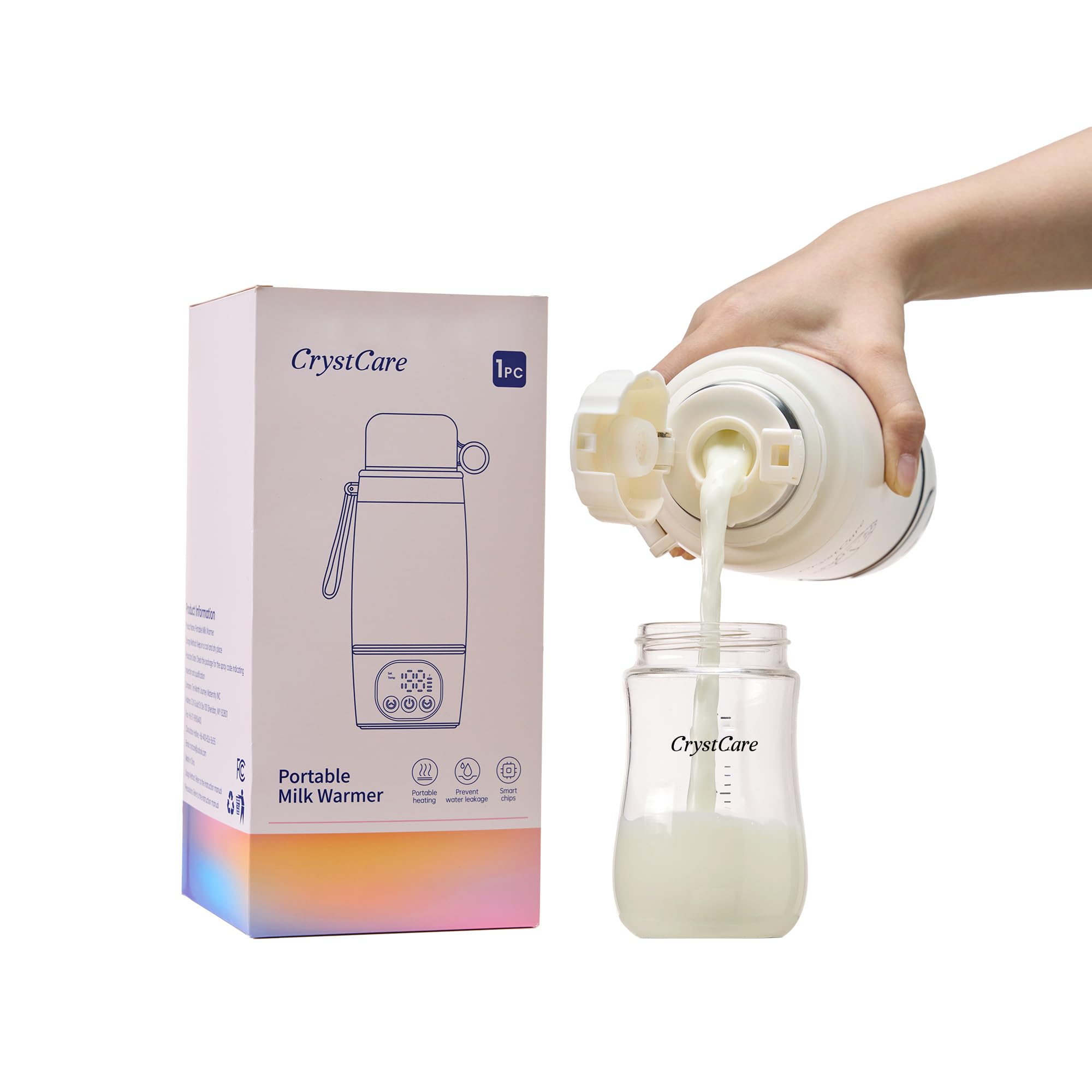 Scaldabiberon portatile da viaggio, riscaldamento rapido per latte materno e latte artificiale con batteria da 16.000 mAh, scalda latte per bambini in viaggio, scaldabiberon per auto, aereo