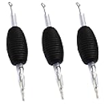 Professional Tattoo Grip Tubes with Needles, 1 Inch, 20-Piece Set, Black (5 Round Shader)