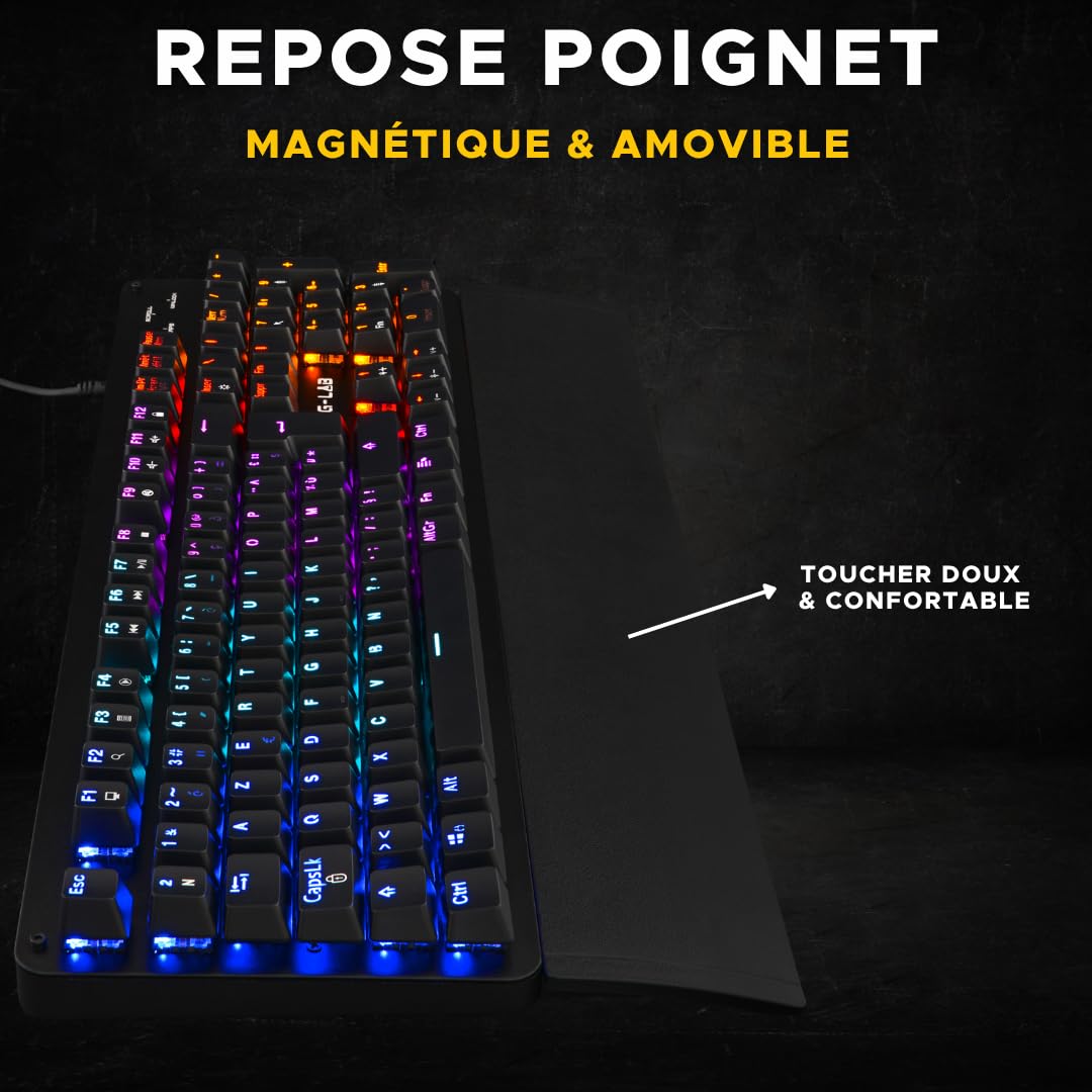 The G-Lab Keyz Carbon Ex - Clavier Mécanique Azerty Switch Bleu - Clavier Gaming Rétroéclairage LED RGB, Anti-ghosting Total, 12 Touches multimedias - PC/PS5/Xbox - New (Keyz Carbon Ex)