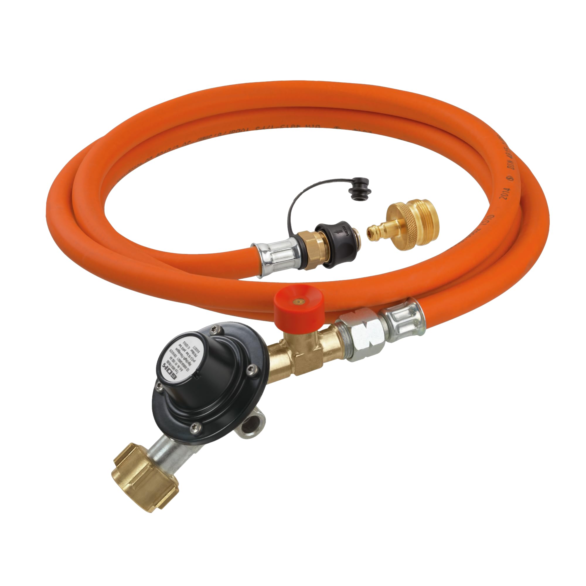 Regler-Schlauchleitung-Set zum Anschluss an Gasflaschen, für den Betrieb von Gasgrills mit einem Gas-Kartuschen-Anschluss, AG US Gas-Kart.