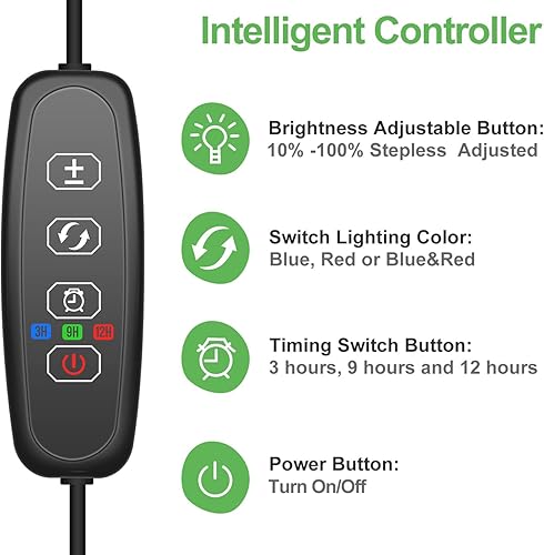 Miniatura 5 de GroDrow Luces de cultivo para plantas de interior, 150 luces LED de crecimiento para semillas que comienzan con espectro completo, temporizador de