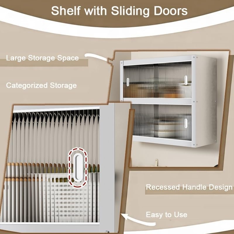 Armadio da parete industriale in acciaio inox, grande capacità, con ante scorrevoli (70 x 30 x 70 cm) per uso domestico e commerciale